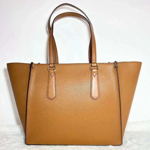 Michael Kors Large Luggage Brown Leather Kris Travel Career Work Tote Bag NWT - Picture 7 of 12